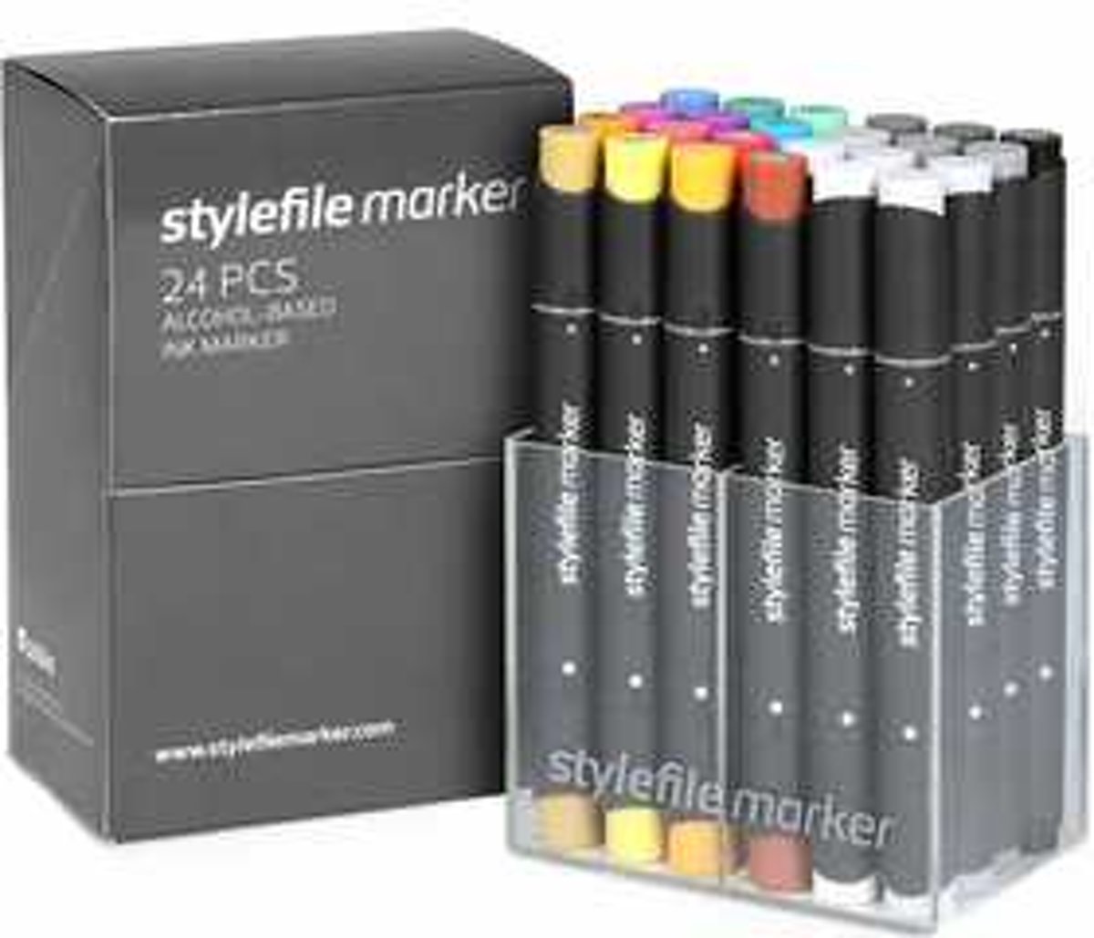 Stylefile marker, lijndikte: 1+2+7 mm, l: 15,3 cm, diverse kleuren, 24stuks [HOB-300041]